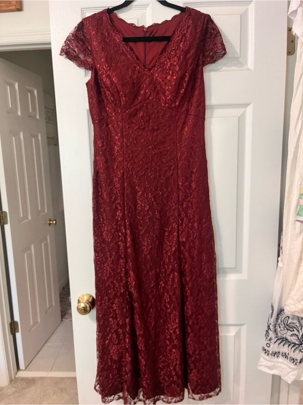 Elegant Red Lace Evening Dress